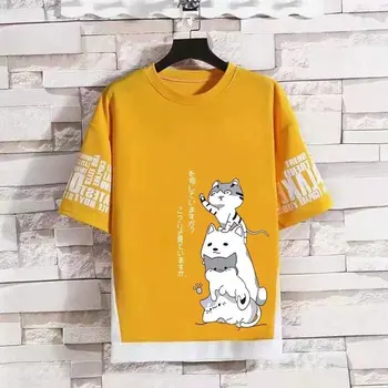 Korejski moderan Svakodnevni muška t-shirt u stilu харадзюку, Majice s okruglog izreza i Kratkih Rukava, grafički Majice, ljetne Majice, Кавайная odjeća Vanjska odjeća