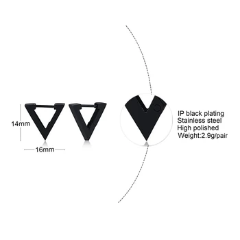 Vnox Geometrijski Trokut Pentagon Naušnice-Prsten za Muškarce Žene Uniseks od Nehrđajućeg Čelika Uha, Pribor i Šik Минималистичные Nakit