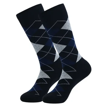 5 Parova Trendy Boja poslovne Muške Čarape Visoke Kvalitete Od Pamuka Velike Veličine u Traku s Dijamantima, Svakodnevne Muške Čarape