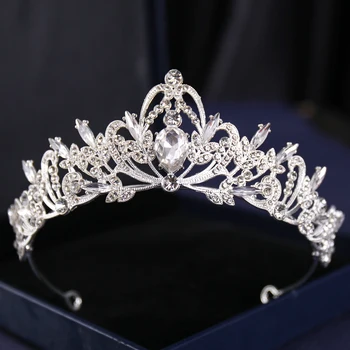 Srebrna Boja Crysta Krune I Tiaras U Baroknom Stilu Vintage Crown Vijenac Za Žene Nevjesta Vijenac Za Prom Vjenčanje Pribor Za Kosu