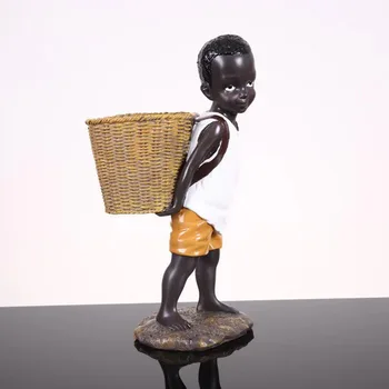 Afričke Figurice, Dječak Dekorativna Skulptura Vaza za Cvijeće Glavni Središnje za Stolom u Tribal Dijete Kip Poklon