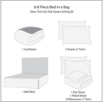 Mainstays Crna Geometrijski krevet od 8 predmeta zajedno s pokrivačem i listove, King