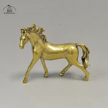 Čist Bakar 12Zodiac Solidan Konj Ukras Feng Shui Berba Brončane Statue Hodaju Konja Minijaturne Figurice Stolne Dekoracije