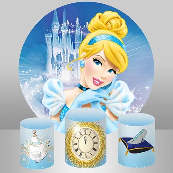 Disney Princeza Pepeljuga Dvorac Djevojke Rođendan Okrugli Pozadine Dječji Tuš Vjenčanje College Dekor Raspon Cilindrične Poklopca