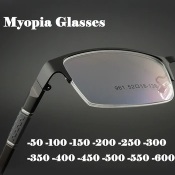 Četvrtaste Naočale za kratkovidnost u potpunosti ivicom, Gospodo Metalne Naočale Od umora, Ultra Naočale za kratkovidnost, Modni Prozirne Naočale HD -0,5 -1,5 -2,5