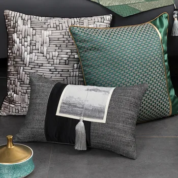 Moderna luksuzna tamno zelena жаккардовая jastučnicu dekorativna jastučnica geometrijski siva crna lumbar jastučnicu