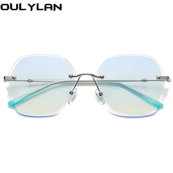 Oulylan Rimless Gradient Anti Plavo Svjetlo Okvira Za Naočale, Ženska Moda Kratkovidan Rimless Za Naočale, Ženski Nakit Lažne Naočale