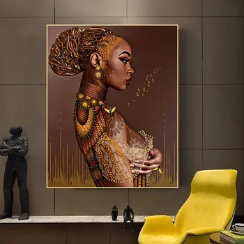 Moderne Seksualne Afrički Crnci Žene Platnu Slike Zid Umjetnost Ukrasne Slike Ispisuje Plakat Dnevni Boravak Ukras Kuće S Javnošću