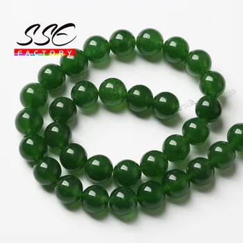 Prirodni Zeleni Tajvan Jades Perle Kamen DIY Ovjes Narukvica i Ogrlica Okrugli Slobodan Razuporne Perle Za Izradu Nakita 4 6 8 10 12 14 mm