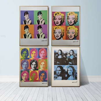 Plakat Andy Warhol, Starinski Apstraktna Slika Marilyn Monroe Hepburn, Zidni Umjetničke Grafike, Безрамная Moderan Ženski Slika