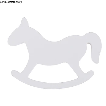 Slike i Minijature Bijeli Drveni Konj za Ljuljanje Trojanski Vjenčanje Ukras Home Dekor Obrt Dječje Igračke Izravna Dostava