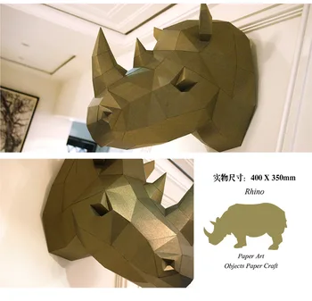 3D Papir Model Nosorog Glava Nosoroga papercraft životinja home dekor zidni ukras Zagonetke Obrazovne DIY Igračke Dar za Djecu