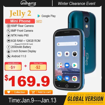 Unihertz Jelly 2 Džepni mini Android telefon 11 Helio P60 Восьмиядерный 4G LTE sa dual SIM karticama Разблокированный Smartphone 6 GB + 128 GB NFC Mobilni telefon