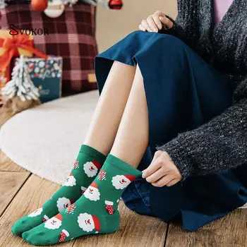 SVOKOR Božićne Čarape, Ženske Zabavne Djed Mraz Božićni Snjegović Čarapa Kawai Crtani Životinja Djevojka Slatka Afera Božićni Poklon Čarape