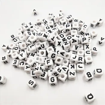 100pc 8x8 mm Akril Četvrtaste Plastične Perle sa Slovima za Narukvice Ogrlice Diy Nakit Pribor Slobodan Perle s Pismom u rasutom stanju