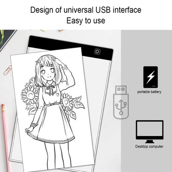 A4 Led Tablet Za Crtanje Digitalni Grafički Tablet 3 Razine Zatamnjen Led Light Box Kopiju Odbora Tablet Za Crtanje Skica Animacije Kopiju Peglanje