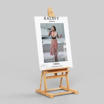Plakat Halsey, Crno-bijela Zidno slikarstvo američke pjevačice Halsey, Minimalistički dekor, Grafike s портретами zgodnih djevojaka, Wall art glazbene Zvijezde