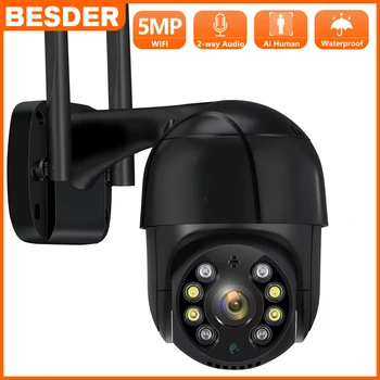 BESDER Wifi IP kamera 5MP H. 265 Bežični Ulica PTZ kamera AI Automatsko Praćenje 1080P video Nadzor P2P Skladište Sigurnosti iCSee