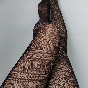 Trendy Ženske Hulahopke s 3D Slikom, seksi Geometrijski Spiralni Žakard Otvorene Čarape na Сеточку, Najlon Hulahopke u stilu Лолиты