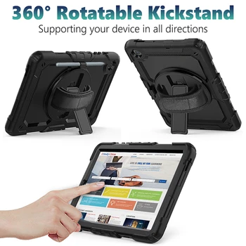 Silikonska Torbica za Tablet s Remenom i Stalak za rotacije za 360 stupnjeva za Samsung Galaxy Tab S6 Lite 10.4 Case 2020 P610 P615 Zaštitna Torbica