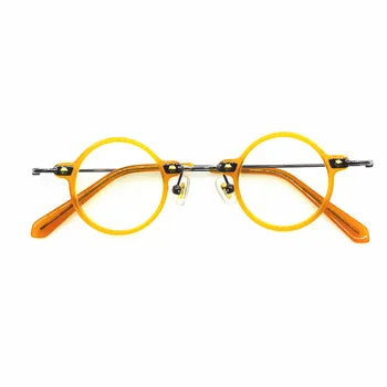 Berba Male Okrugle Naočale 36 mm Rimless Za Naočale, Ručni Rad Od Acetata Titana S Punim Okvir Rx optički rimless