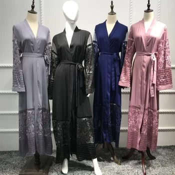 Plus Size Baršun Držači Mrežaste Kimono Mujer Dugo Абайя Dubai Boho Ženski Maxi Kardigan Bluza Roupa Turska Islamska Odjeća