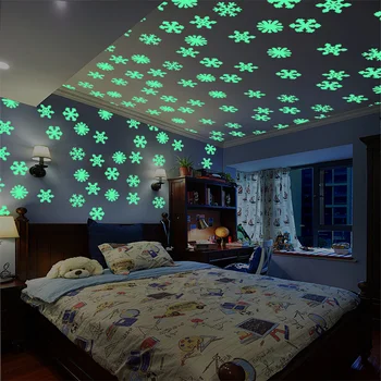 50шт svjetlećih 3D pahuljice noću svijetleći fluorescentna naljepnica na zidu za djecu dječja soba spavaća soba Božić DIY ukras