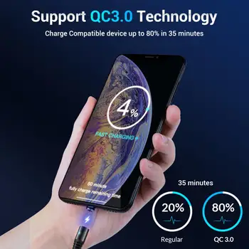 Za iPhone Brzo Punjenje 5A Magnetski kabel QC3.0 Micro USB Type-C Nožica Android