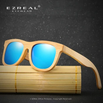 EZREAL Drvene Sunčane Naočale Polarizirane Bambus marke sunčane naočale i Starinski Drveni Torbica Plaža Sunčane Naočale za Vožnju gafas de sol