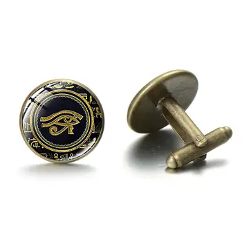 Drevni Egipat Očiju Gora Manžete Klasicni Golden Eye Gora Amulet Simbol Stakleni Кабошон Poslovne Manžete Sretan Poklon za Muškarce