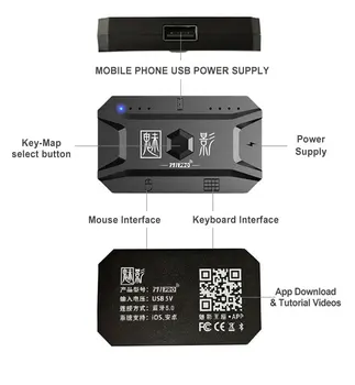 Plug and Play Gamepad PUBG Mobilni Kontroler Igraća Tipkovnica i Miš Pretvarač Za Android Telefon Adapter za IOS Podrška za Bluetooth