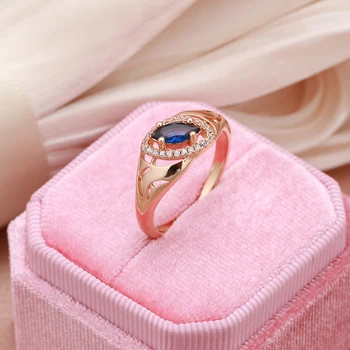 SYOUJYO Tamno Plava Kapi Vode Prirodni Cirkon Prsten Za Žene 585 Rose Gold Klasični Dizajn Lako je u Kombinaciji Nakit Modni Prstenova