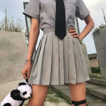 Nabrane Suknje Žene S Visokim Strukom Seksi Mini Suknje u Nabor Ulica Korejski Y2k Elegantan Dizajn Moderan Svakodnevni Crna Siva 3XL 4XL 5XL