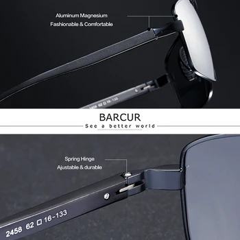 BARCUR Pravokutni Photochromic Polarizirane Sunčane naočale za Muškarce Sunčane Naočale za Vožnju Ribolov Naočale Oculos Gafas De Sol