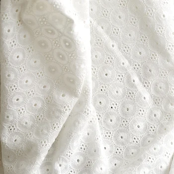 Nova bijela Tkanina od Čistog Pamuka, Otvorena cvjetne čipke Tkanina s punim Vezom, Pribor za odjeću Ručno 