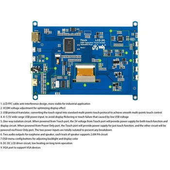 Waveshare 7 inča HDMI-Kompatibilnu LCD zaslon (H) Zaslon Kapacitivni Ekran 1024X600 IPS LCD modul Za Malina Pi, Jetson Nano