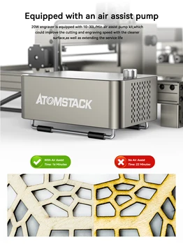 ATOMSTACK X20 S20 PRO 130 W Laser Snaga Lasersko Graviranje CNC Stolni Graver Podrška za Offline Graviranje Ugrađeni Zračni Pomoć