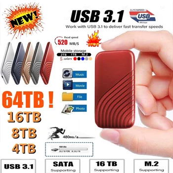 Prijenosni SSD 1 TB Prijenosni HD Vanjski USB3.1 2 4 TB TB 8 TB Vanjski tvrdi disk Type-C 16 TB Flash-Drive Za Prijenosno računalo SSD Laptop