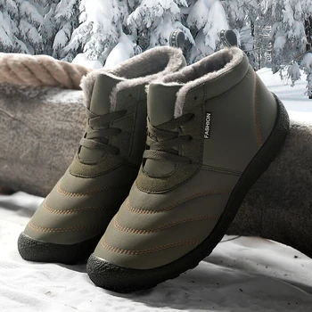 Zimska muška obuća, Modni Tople Zimske Cipele Na Меху, Običan Ulični Vodootporan Skijaško trčanje Tenisice, Tople Cipele za Planinarenje