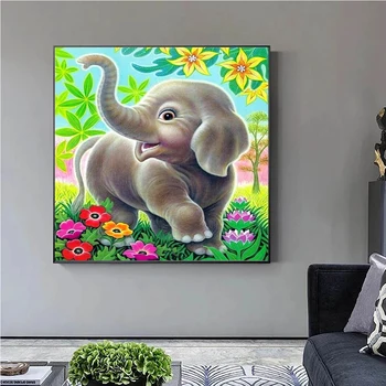 5D Diy Diamond Slika Crtani životinja слоненок Puni Kvadratnom Cijele Gorski Kristal Vez Mozaik Art Ukras Kuće poklon