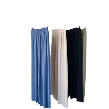 Široke hlače od ledenog svilene, ženske proljeće-ljeto nove uske svakodnevne hlače s visokim strukom, tanke ravne hlače s devet bodova