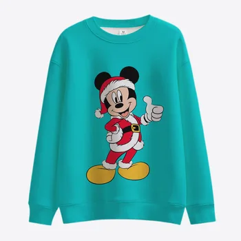 Trendy Ženske Cipele Disney Brand Mickey i Minnie Anime Print Jesen Okrugli Izrez Bez Nape Običan Casual Majica Dugi Rukav 2022