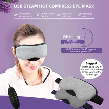 Vrući Oblog Maska Za Spavanje Kontrolu Temperature Toplinu Parna Maska Za Oči USB Elastična Povez Za Oči, SPA Topla Terapija Umirujuće Opuštajuće