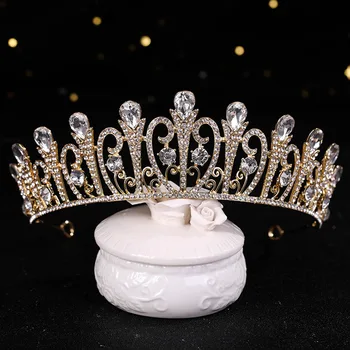 Mladenka Tiaras Crown Princess Trake Za Kosu Luksuzni Šlem Nevjeste U Obliku Srca Gorski Kristal Djevojke Noiva Frizura Za Vjenčanje Nakit Za Kosu