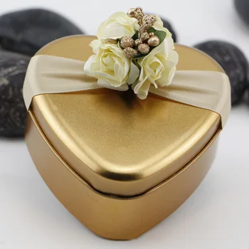 Luksuzni Zlatni Metalni Kovčeg Za Pohranu Staklenke S Cvjetnim Dekorom Valentinovo Wedding Gift Box Dječji Tuš Večernje Kutije Za Pakiranje Čokolade