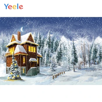 Božićno Drvce Zimski Dvorac Snow Šuma Mjesec Dječji Pozadina Za Rođendan Fotografija Na Red Fotografskog Podloga Za Foto-Studio