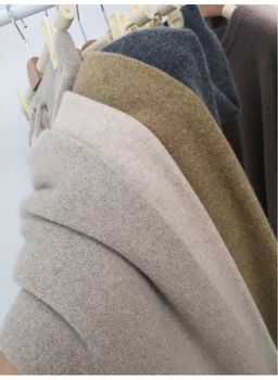 Jesensko-zimske vunene pletene široke hlače ŽENSKE обвисшие na dodir ravne hlače za odmor s visokim strukom, hlače za vanjsku čarape