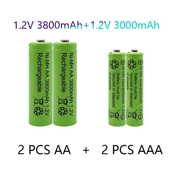 1,2 AA + AAA NI MH Punjiva Baterija AA AAA Alkalne 3000-3800 mah Za Svjetiljku Igračke Sat MP3 Player Zamijeniti Ni-Mh Baterija