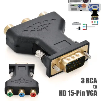Novi dolazak VGA RCA Adapter 3RCA Ženski Video U HD 15 Pinski VGA Konverter Stil Komponentni Video Konektor Adapter