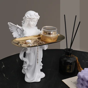 Ukras u obliku Anđela Sa Ladicu, Posuda za skladištenje desktop ukrasa, Božićne Kipovi Anđela i Skulpture, Dekoracija za sobu, Stolni Pribor